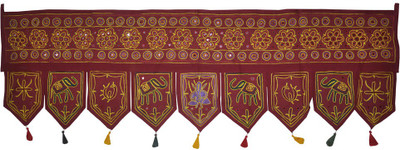 

Lal Haveli Ethnic Handmade Mirror Embroidered Decoration Hanging Toran(Cotton)