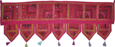 

Lal Haveli Ethnic Embroidery Mirror Work Handmade Bandhanwar Door Decoration Toran(Cotton)
