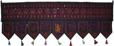 

Lal Haveli Indian Handmade Embroidered Mirror Work Bandhanwar Toran(Cotton)