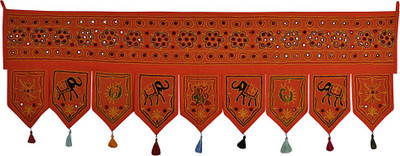 

Lal Haveli Rajasthani Door Decoration Embroidered Decorative Toran(Cotton)