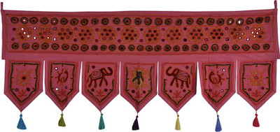 

Lal Haveli Ethnic Rajasthani Beautiful Handmade Embroidered Cotton Door Valance Door Hanging Toran(Cotton Febric)