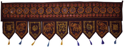 

Lal Haveli Ethnic Rajasthani Peacock And Elephant Desing Embroidery With Mirror Work Handmade Toran(Cotton)