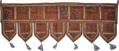 

Lal Haveli Ethnic Embroidery Mirror Work Handmade Bandhanwar Door Decoration Toran(Cotton)