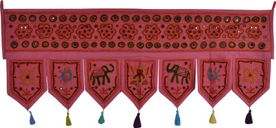 

Lal Haveli Handmade Embroidery Design Mirror Work Cotton Door Valance Decorative Toran(Cotton Febric)