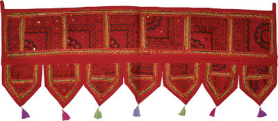 

Lal Haveli Ethnic Handmade Mirror Embroidery Work Door Hanging Toran(Cotton)