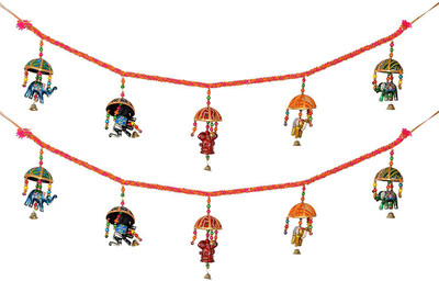 

Chesta Enterprises Fabric Elephant with Umbrella Door Hanging Set Toran(Fabric)