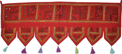 

Lal Haveli Ethnic Handmade Mirror Embroidery Work Door Hanging Toran(Cotton)