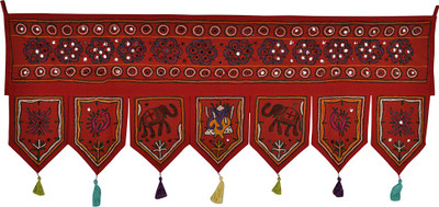 

Lal Haveli Handmade Beautiful Mirror Work Cotton Hanging Home Décor Toran(Cotton Febric)