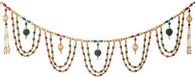 

eCraftIndia Green And Red Stones Decorative Bandarwal Toran(Beads, Cotton Laces, Fancy Stones)