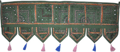 

Lal Haveli Ethnic Rajasthani Handmade Embroidery Patchwork Mirror Door Hangings Toran(Cotton)