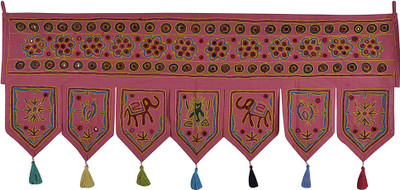 

Lal Haveli Handmade Mirror and Embroidery Work Door Valance Designer Toran(Cotton Febric)