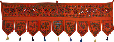 

Lal Haveli Rajasthani Embroidery Work Tapestry Floral Design Door Hanging Toran(Cotton)