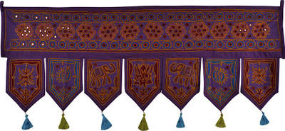

Lal Haveli Floral Embroidery And Mirror Work Designer Door Hanging Toran(Cotton Febric)
