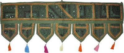 

Lal Haveli Ethnic Handmade Patchwork With Embroidered Mirror Work Door Hanging Toran(Cotton)