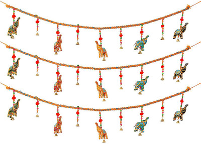 

Chesta Enterprises Fabric Elephant Door Hanging Set (Horizontal) Toran(Fabric)