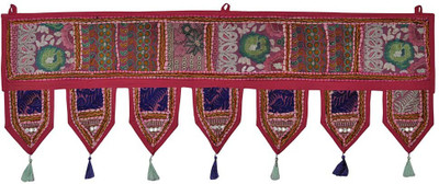 

Lal Haveli Ethnic Handmade Beads Work Embroidered Cotton Door Hanging Decoration Toran(Cotton)