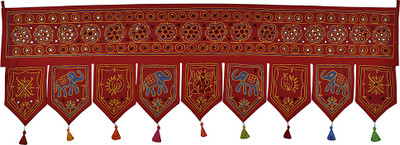 

Lal Haveli Elephant Design Embroidery Work Cotton Door Décor Toran(Cotton)