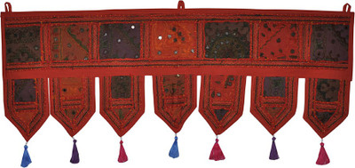 

Lal Haveli Handmade Beads and Embroidery Work Cotton Door Valance For Home Décor Toran(Cotton)