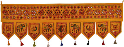 

Lal Haveli Elephant Design Embroidery Work Cotton Door Hanging Toran(Cotton)