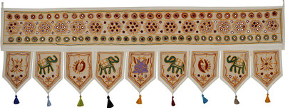

Lal Haveli Rajasthani Craftswork Designer Wall Tapestry Decorative Toran(Cotton)