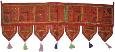 

Lal Haveli Ethnic Handmade Mirror Embroidered Door Decoration Door Hanging Toran(Cotton)