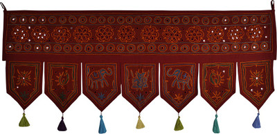 

Lal Haveli Jaipuri Handmade Mirror Work Embroidered Cotton Door Valance Hanging Toran(Cotton Febric)