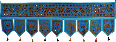 

Lal Haveli Handmade Embroidery Mirror Work Cotton Door Valance Hanging Toran(Cotton)