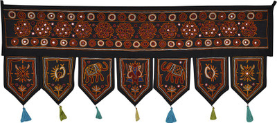 

Lal Haveli Home Decor Attractive Mirror Work Cotton Door Valance Hanging Toran(Cotton Febric)