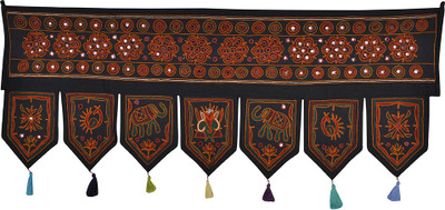 

Lal Haveli Rajasthani Handmade Mirror Work Designer Cotton Door Valance Decorative Toran(Cotton Febric)