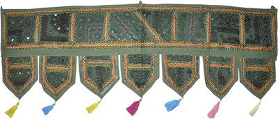 

Lal Haveli Ethnic Handmade Patchwork With Embroidered Mirror Work Door Hanging Toran(Cotton)