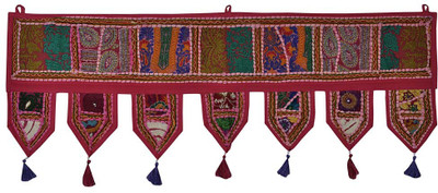 

Lal Haveli Modern Cotton Hanging Beads Work Embroidery Design Door Toran(Cotton)