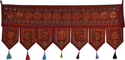

Lal Haveli Rajasthani Handmade Mirror Work Designer Cotton Door Valance Decorative Toran(Cotton Febric)