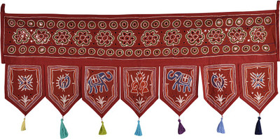 

Lal Haveli Decorative Embroidered And Mirror Work Cotton Door Hanging Toran(Cotton Febric)