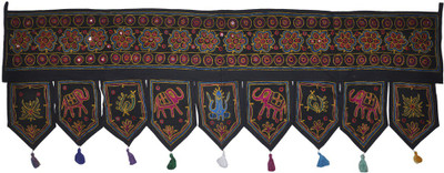 

Lal Haveli Ethnic Handmade Elephant and Peacock Design Embroidered Hanging Toran(Cotton)