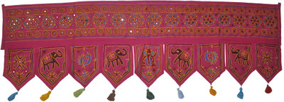 

Lal Haveli Ethnic Handmade Embroidery Elephant with Mirror Work Hanging Toran(Cotton)