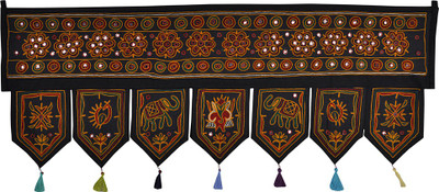 

Lal Haveli Ethnic Home Decorative Mirror Work Cotton Door Valance Hanging Toran(Cotton Febric)