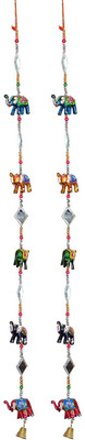 

Little Jaipur Paper Elephant & Mirror Door Hanging Set Toran(Fabric)
