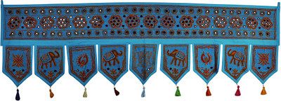

Lal Haveli Home Décor Elephant Mirror Work Cotton Door Valance Hanging Toran(Cotton)