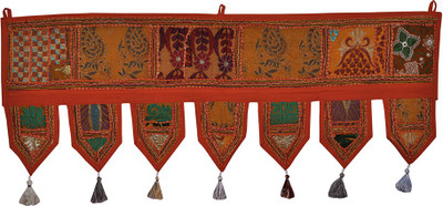 

Lal Haveli Vintage Handmade Cotton Bandhanwar Home Décor Window Valance Toran(Cotton)
