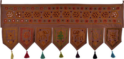 

Lal Haveli Ethnic Rajasthani Beautiful Handmade Mirror Work Cotton Door Valance Door Hanging Toran(Cotton Febric)
