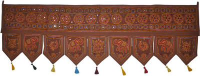 

Lal Haveli Ethnic Elephant and Peacock Design Embroidery Work hanging Toran(Cotton)