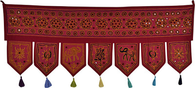 

Lal Haveli Jaipuri Handmade Embroidered Mirror Work Cotton Door Hanging Toran(Cotton Febric)