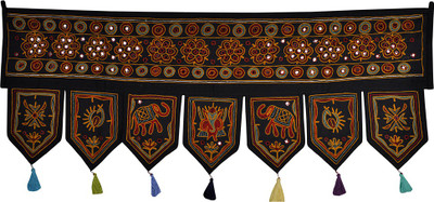 

Lal Haveli Jaipuri Handmade Mirror Work Embroidered Cotton Door Valance Hanging Toran(Cotton Febric)