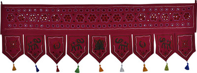 

Lal Haveli Jaipuri Handmade Embroidered Mirror Work Cotton Door Hanging Toran(Cotton Febric)