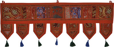 

Lal Haveli Ethnic Handmade Beads Work Embroidered Cotton Door Hanging Window Valance Toran(Cotton)