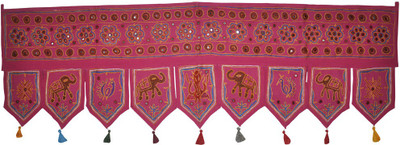 33% OFF on Lal Haveli Ethnic Mirror Work with Elephant and Peacock Design Embroidered Handmade Hanging Toran(Cotton)