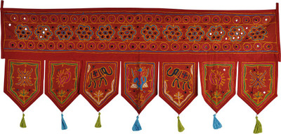 

Lal Haveli Decorative Embroidered And Mirror Work Cotton Door Hanging Toran(Cotton Febric)
