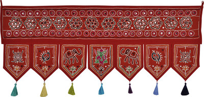 

Lal Haveli Decorative Embroidered And Mirror Work Cotton Door Valance Hanging Toran(Cotton Febric)