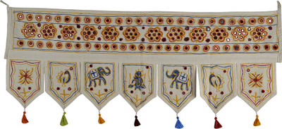 

Lal Haveli Handmade Embroidery Design Cotton Door Valance Decorative Toran(Cotton Febric)
