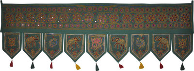33% OFF on Lal Haveli Ethnic Handmade Embroidery Elephant with Mirror Work Hanging Toran(Cotton)